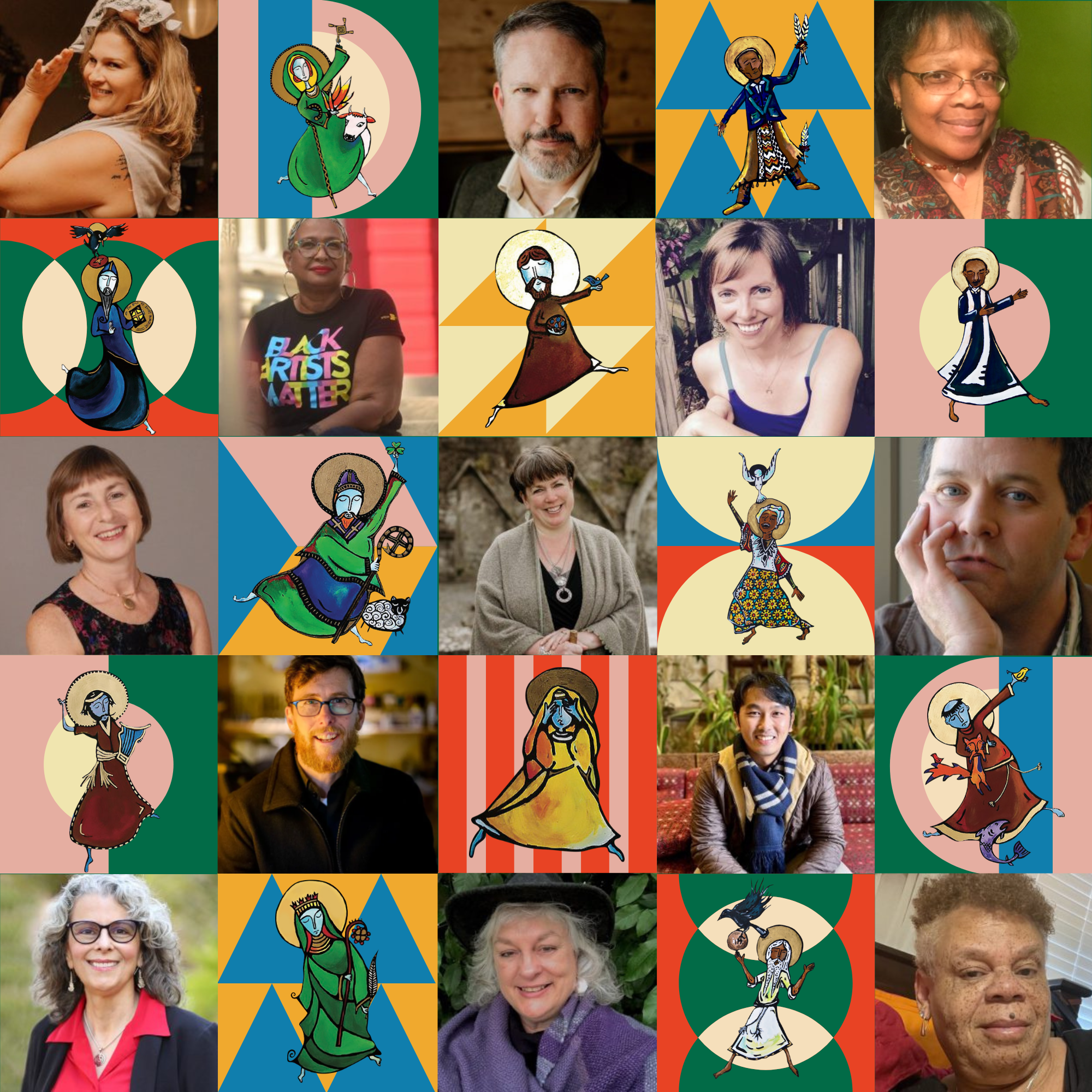 A collage of Abbey of the Arts' Wisdom Council with Dancing Monk Icons